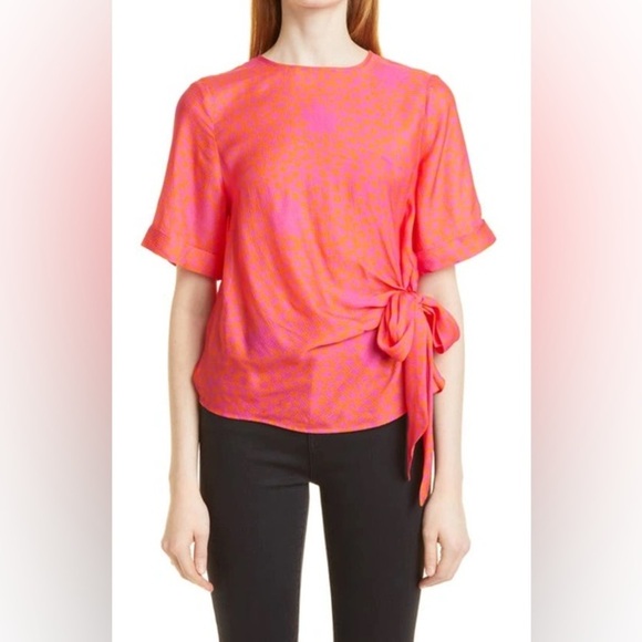 NWT Ted Baker Merrick deep pink orange integral tie front shirt xs - Picture 2 of 10